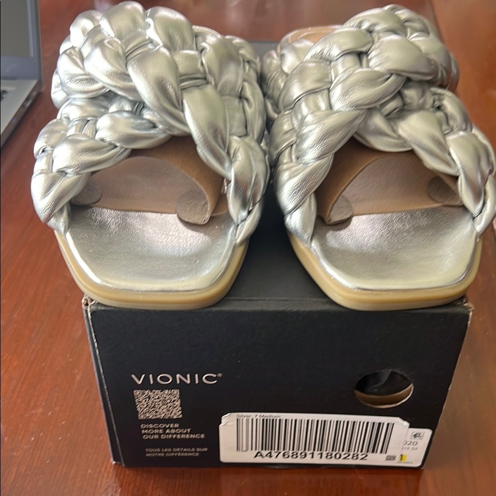 Vionic Silver Sandals With Braided Design - image 1
